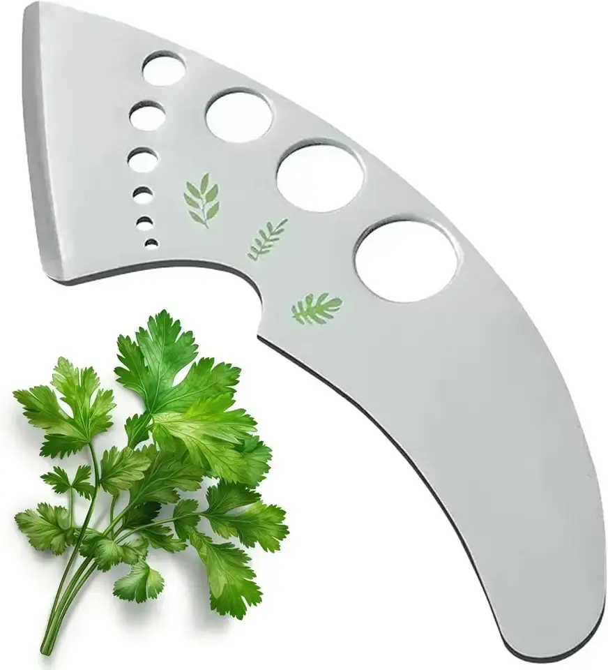 Herb Stripper 9 Holes, Stainless Steel Kitchen Herb Stripping Tool Loose Leaf Kale Razor Metal Leaf Pealer for Kale, Chard, Collard Greens, Thyme, Rosemary, Basil (1Pcs)