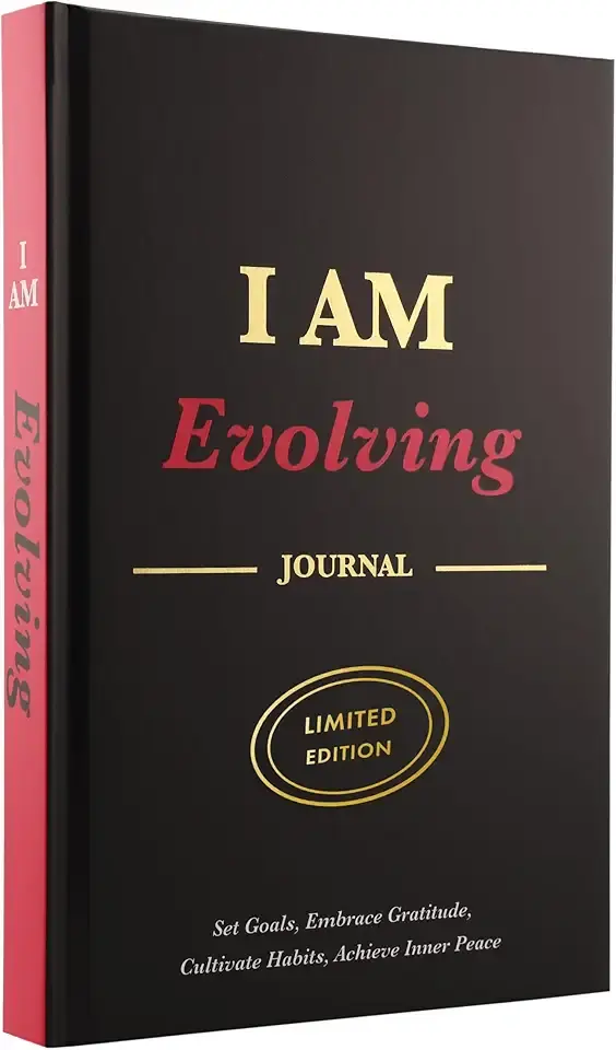 iAmEvolving Journal – Guided Gratitude &amp; Goal Planner with Habit Tracker, Mindfulness Prompts &amp; Daily Reflection | Undated 6-Month Self-Care &amp; Personal Growth Notebook (Black Cover • Limited Edition)