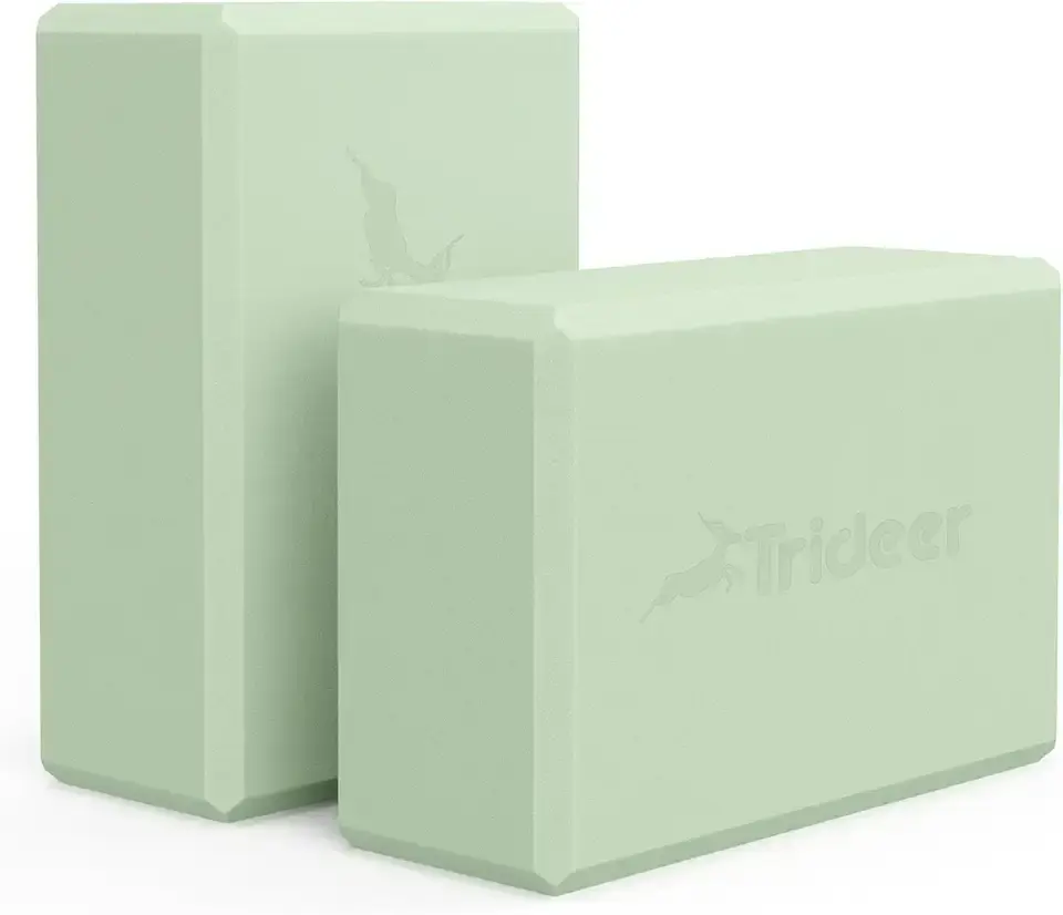 Trideer Yoga Blocks 2 Pack, Soft Non-Slip Foam Blocks with Beveled Edges for Alignment and Stretching in Yoga, Pilates, and Dance - Supportive, Lightweight, Odor Resistant, Latex-Free