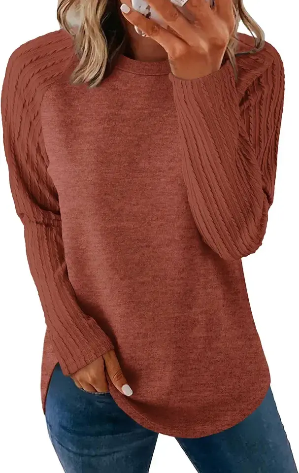 SAMPEEL Sweatshirt for Women Long Sleeve Shirts Crewneck Sweaters Fall Fashion Outfits 2025 Trendy Tunic Tops Plus Size OEKO-TEX STANDARD 100