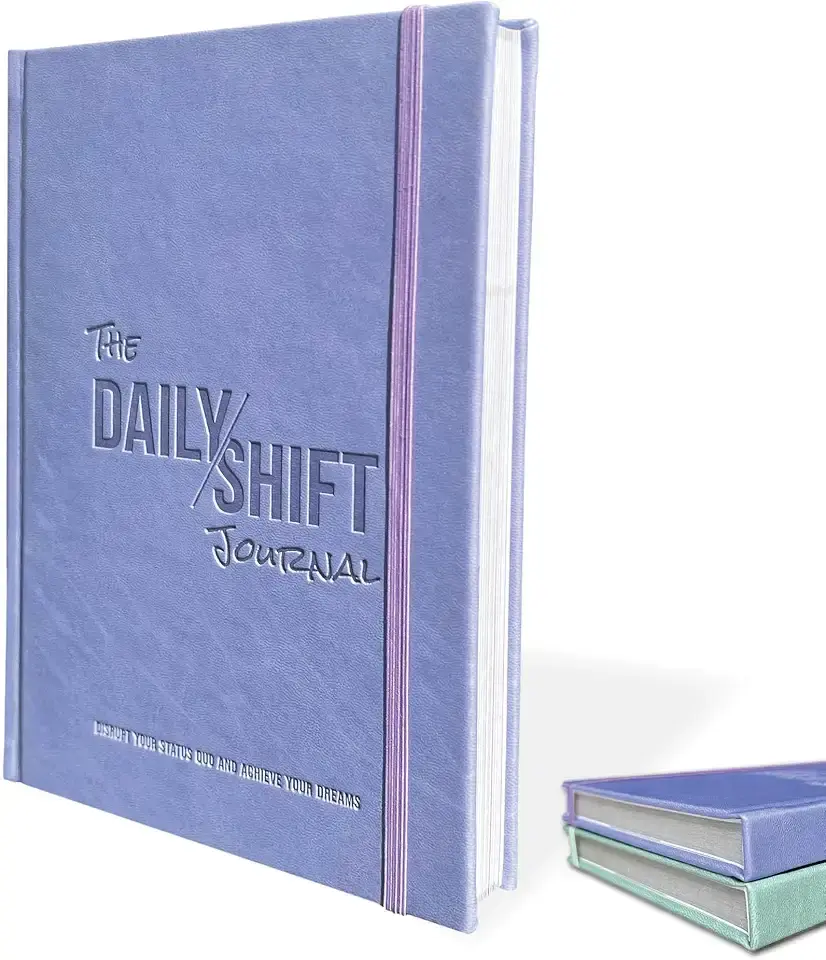 The Behavior Shift Daily Shift Goal Journal - Guided Journal for Goals, Productivity, Mindfulness &amp; Self Care - Wellness Planner with Prompts for Men &amp; Women - 52 Week undated Progress Tracker(Purple)
