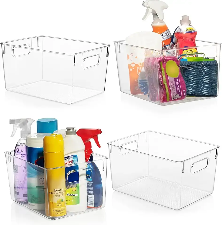 ClearSpace Clear Plastic Storage Bins – Pantry Organizers &amp; Storage Containers, Cabinet Organizer - Home Organization Must Haves for Kitchen, Laundry Room, Office, Closet, Garage &amp; Freezer