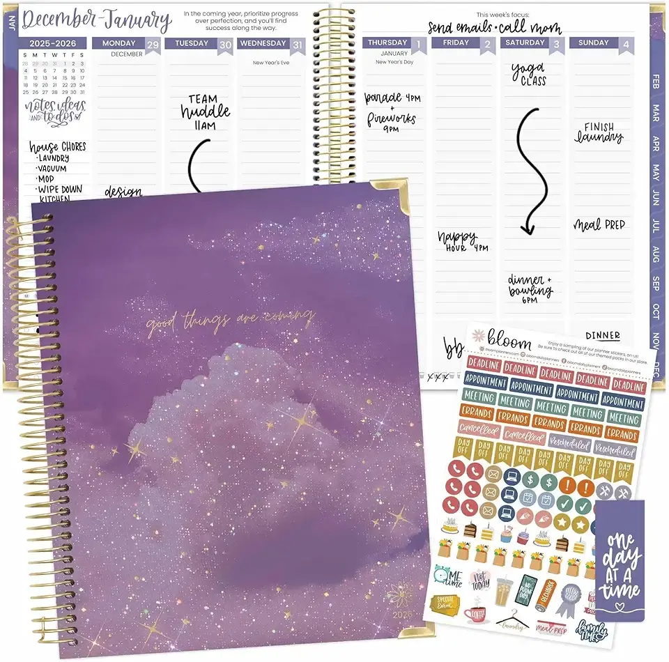 bloom daily planners 2026 Hardcover Calendar Year Goal &amp; Vision Planner (January to December) - Monthly &amp; Weekly Agenda Organizer - 7.5&quot; x 9&quot; - Good Things Are Coming