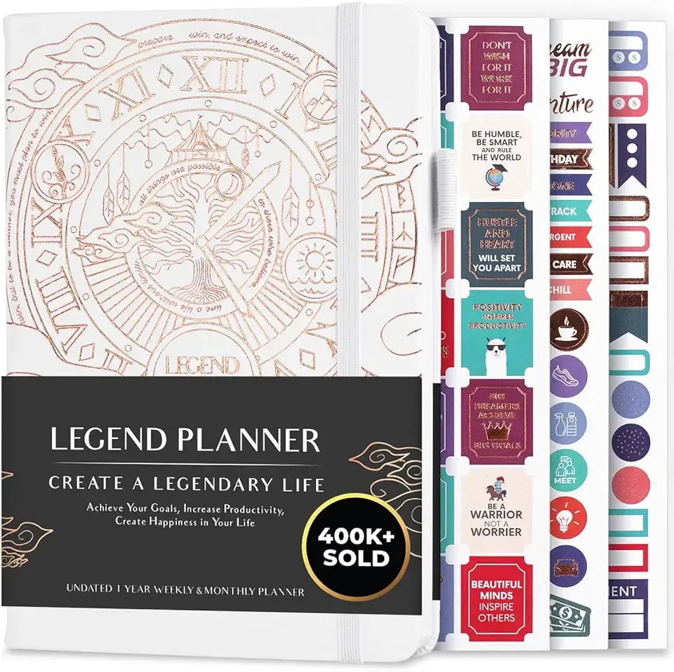 Legend Planner – Weekly &amp; Monthly Life Planner to Hit Your Goals &amp; Live Happier. Organizer Notebook &amp; Productivity Journal. A5 (White) The Forest Stewardship Council