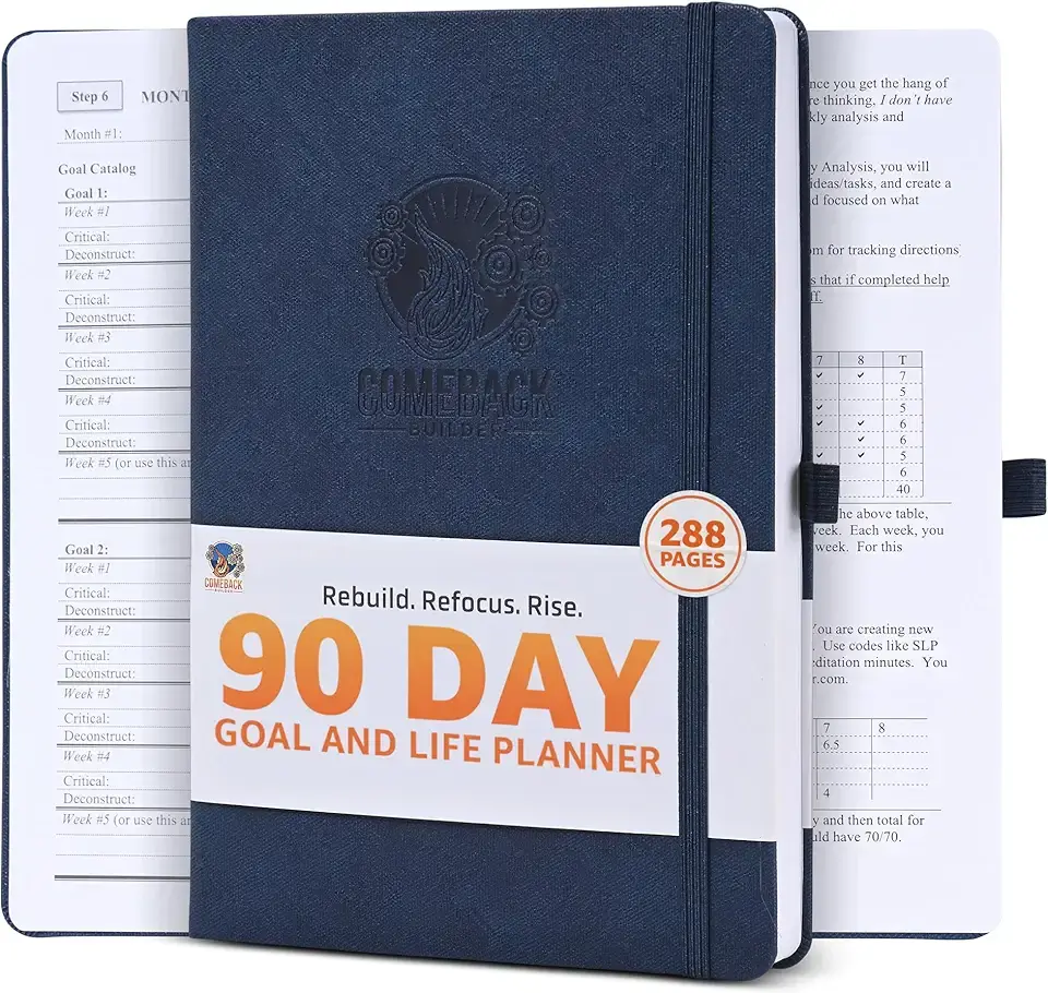 90 Day Goal Planner and Life Planner to Reclaim Your Purpose. Undated Daily, Weekly, Monthly Habit Tracker, Gratitude Journal, 10 Productivity Tools in One for Men &amp; Women Ready to Rise Again