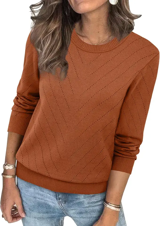 SAMPEEL Womens Sweaters Crew Neck Long Sleeve Tops Knit Soft Pullover Sweaters Cozy Dressy Casual Shirts Fashion Clothing OEKO-TEX STANDARD 100