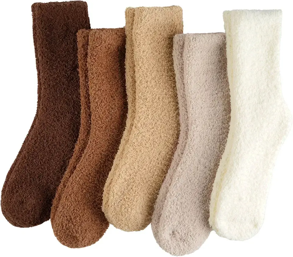 floconssy Fuzzy Socks for Women Gifts, Fluffy Cozy Plush Soft Slipper Socks for Fall Winter Christmas Warm Sleeping Home 5/6 Pairs