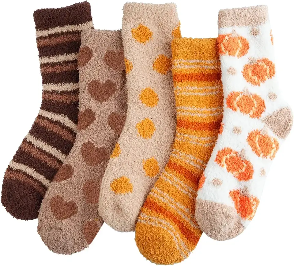 Horuru Plush Fuzzy Socks for Women Fluffy Cozy Slipper Socks Fall Thanksgiving Birthday Gifts for Her