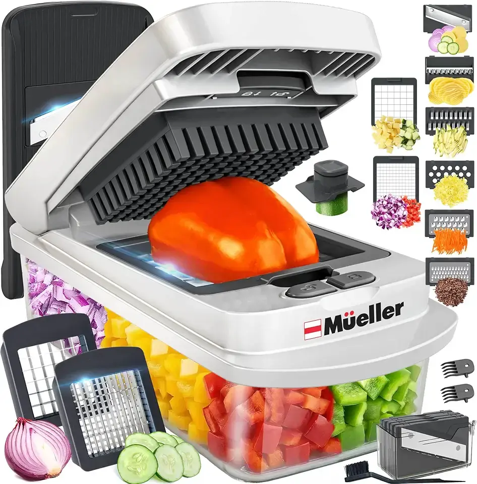 Mueller The Real Original Pro Chopper since 2013 Vegetable Chopper Mandoline Slicer, 8 Blade Food Veggie Chopper Onion Vegetable Cutter with Container, Kitchen Gadgets &amp; Essentials, (10 in 1)