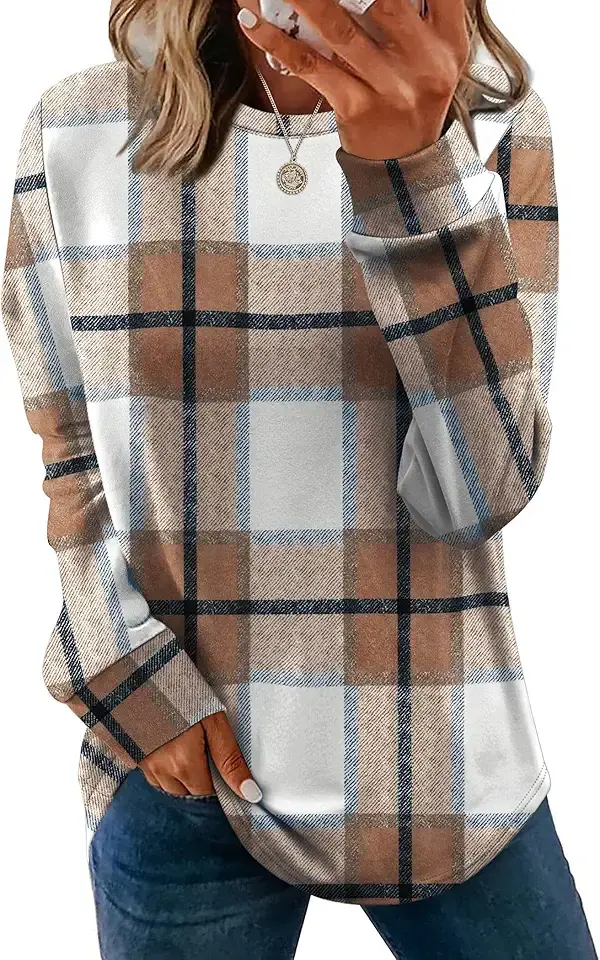 WIHOLL Sweatshirt for Women Crewneck Long Sleeve Shirts Curved Hem Lightweight Sweaters Fall Clothes 2025 OEKO-TEX STANDARD 100