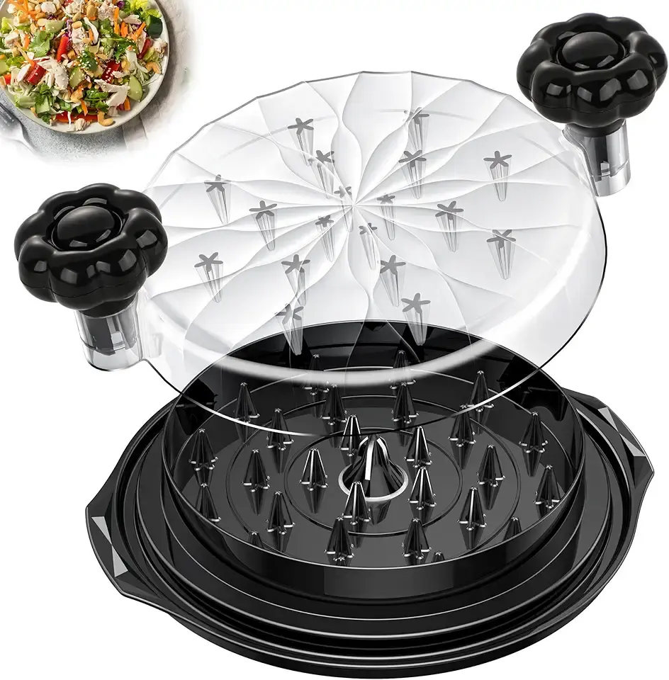 Chicken Shredder Tool Twist Large - 10&#x27;&#x27; Pro Meat Shredders for Chicken Breast,Visible Kitchen Gadgets Grinder Machine with Brush,Strong Anti-Slip Strip,Ergonomic Handle,BPA Free (Black)