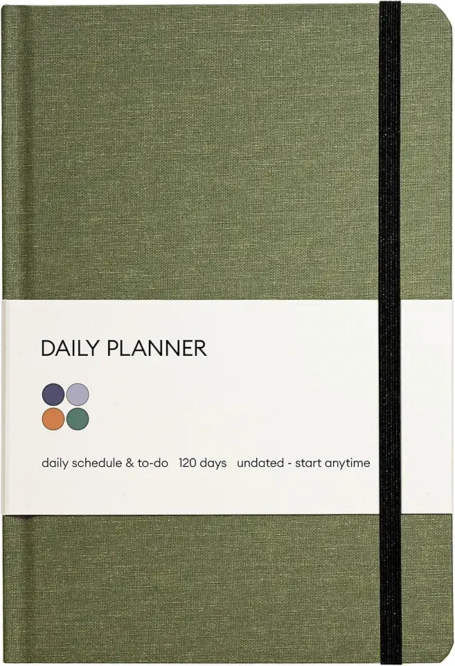 Kunitsa Co. Undated Planner - Hardcover, with Habit Tracker &amp; Goal Setting - Daily, 120 Days, Start Anytime (Forest)
