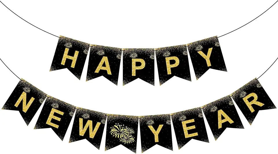 OHOME New Years Decorations 2026 - Happy New Year Banner - New Years Eve Party Supplies - Happy New Year Decorations 2026 Eve Decorations