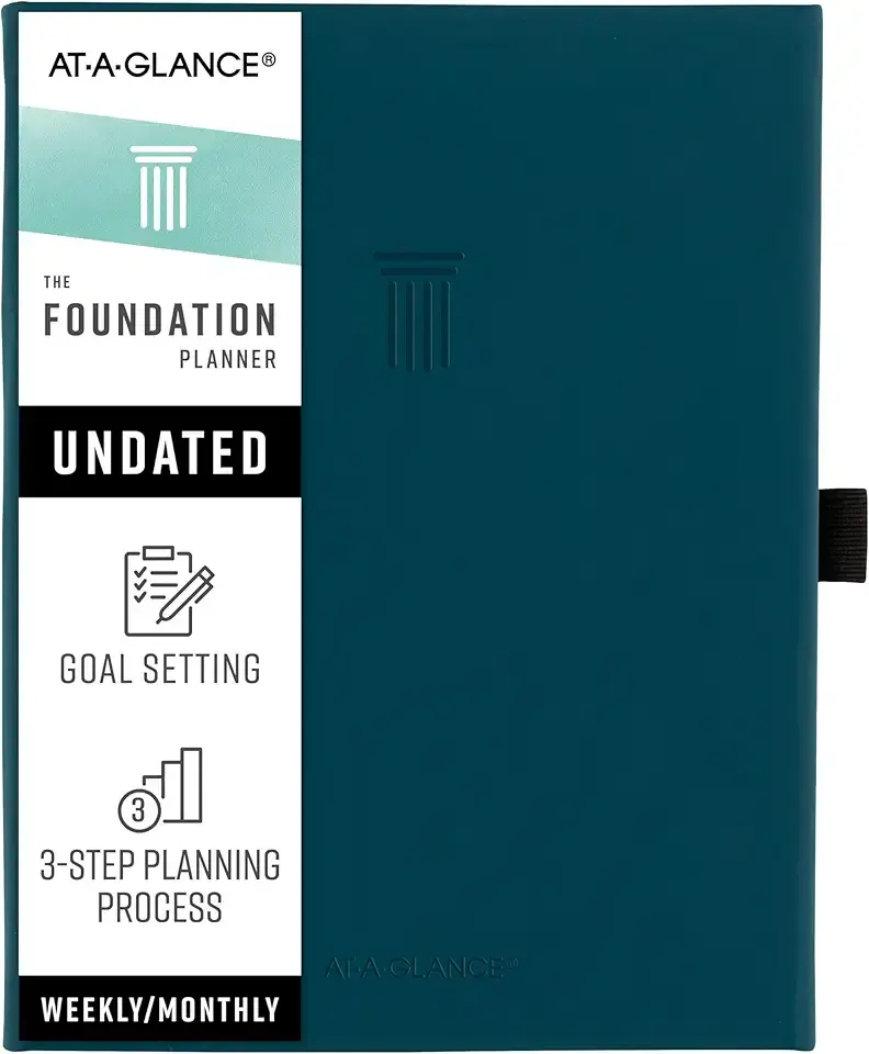 AT-A-GLANCE Foundation Planner, Undated Inspiration Journal, Set Goals, Track Progress, Create Habits, Weekly & Monthly, Small, 5-3/4" x 8-1/4", Blue (FD-200-20)