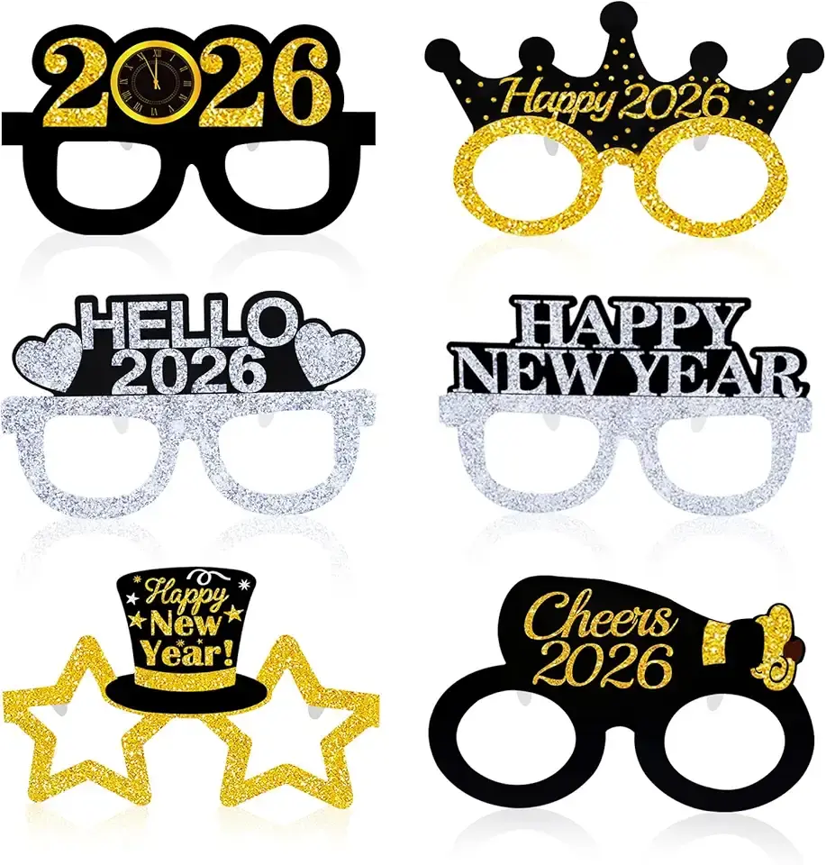 12Pcs Happy New Year Eyeglasses Decorations, 2026 New Year Party Glasses Party Favors for New Year's Eve Party Decorations Celebration Adults, New Years Eve Party Supplies 2026