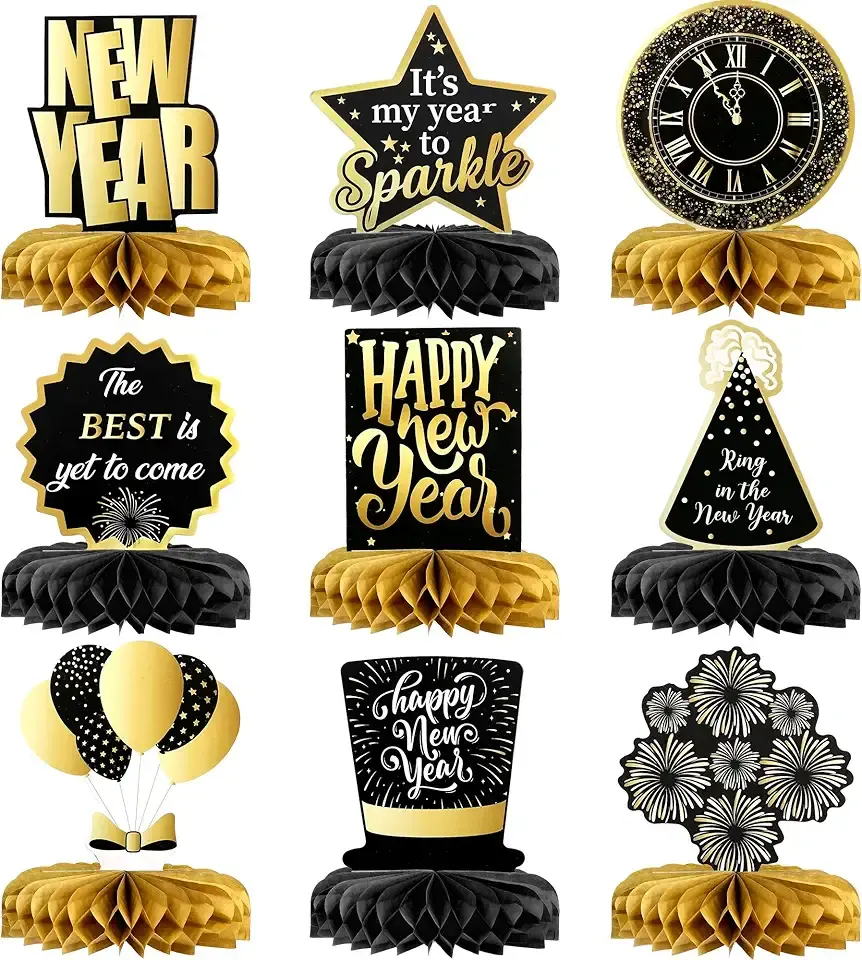 KatchOn, Huge New Years Centerpieces for Tables - Pack of 9 | New Year Table Decorations 2026 | Happy New Years Decorations 2026 | New Year Eve Party Supplies 2026 | NYE Decoration 2026 for Table