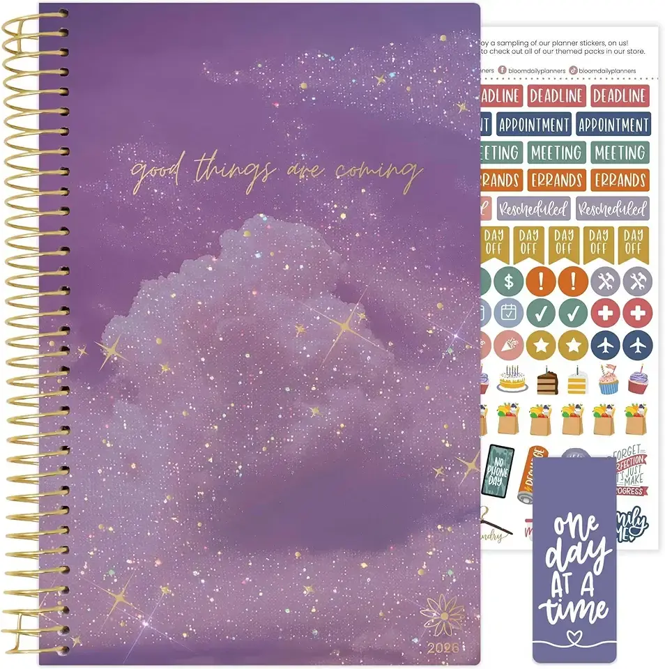 bloom daily planners 2026 Planner (January - December) Calendar Year Organizer - 5.5” x 8.25” - Weekly & Monthly Agenda Book with Stickers & Bookmark - Good Things Are Coming