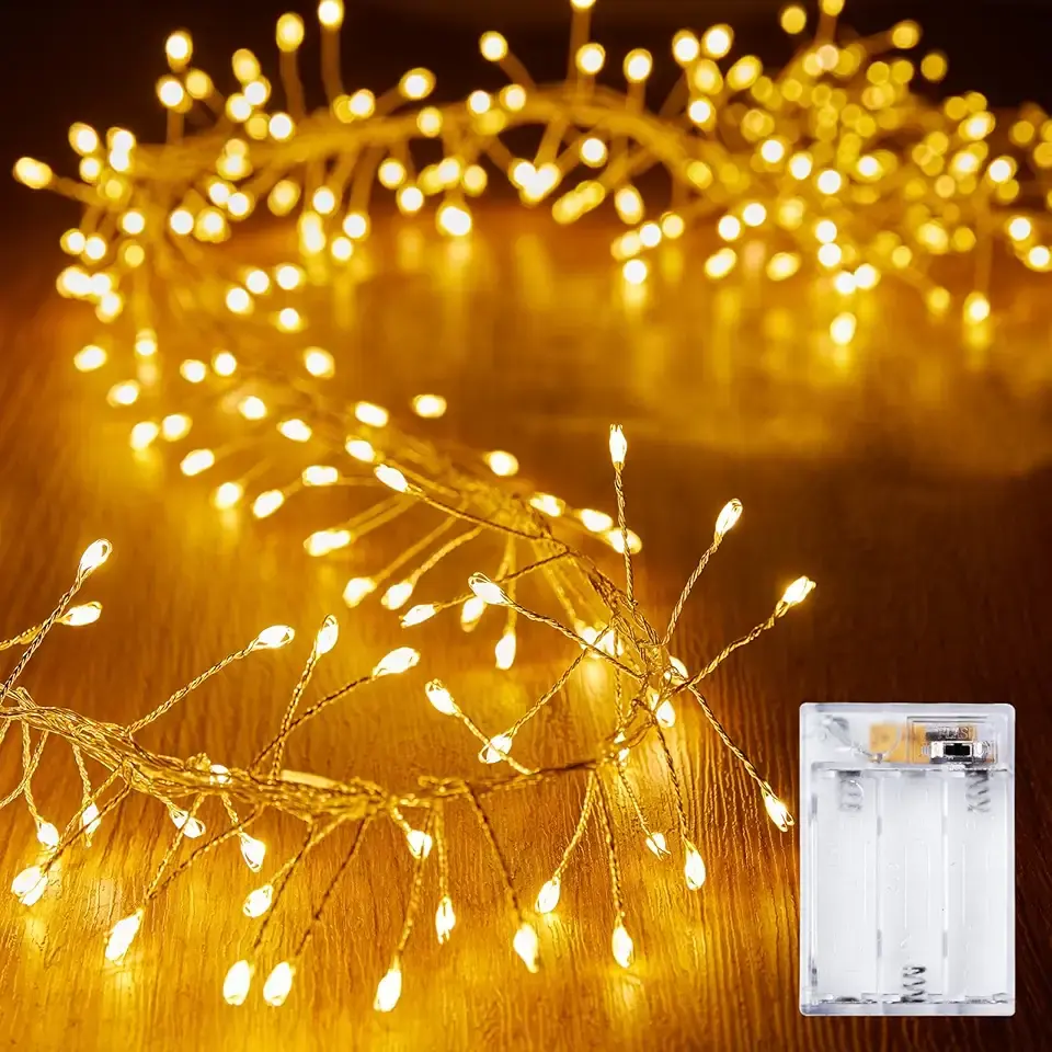 Brightown Fairy Lights Battery Operated, 10Ft 120 LED Firecracker String Lights, Waterproof Silver Wire Starry Firefly Light for DIY Wreath Weeding Indoor Outdoor Christmas Decorations ClimatePartner certified