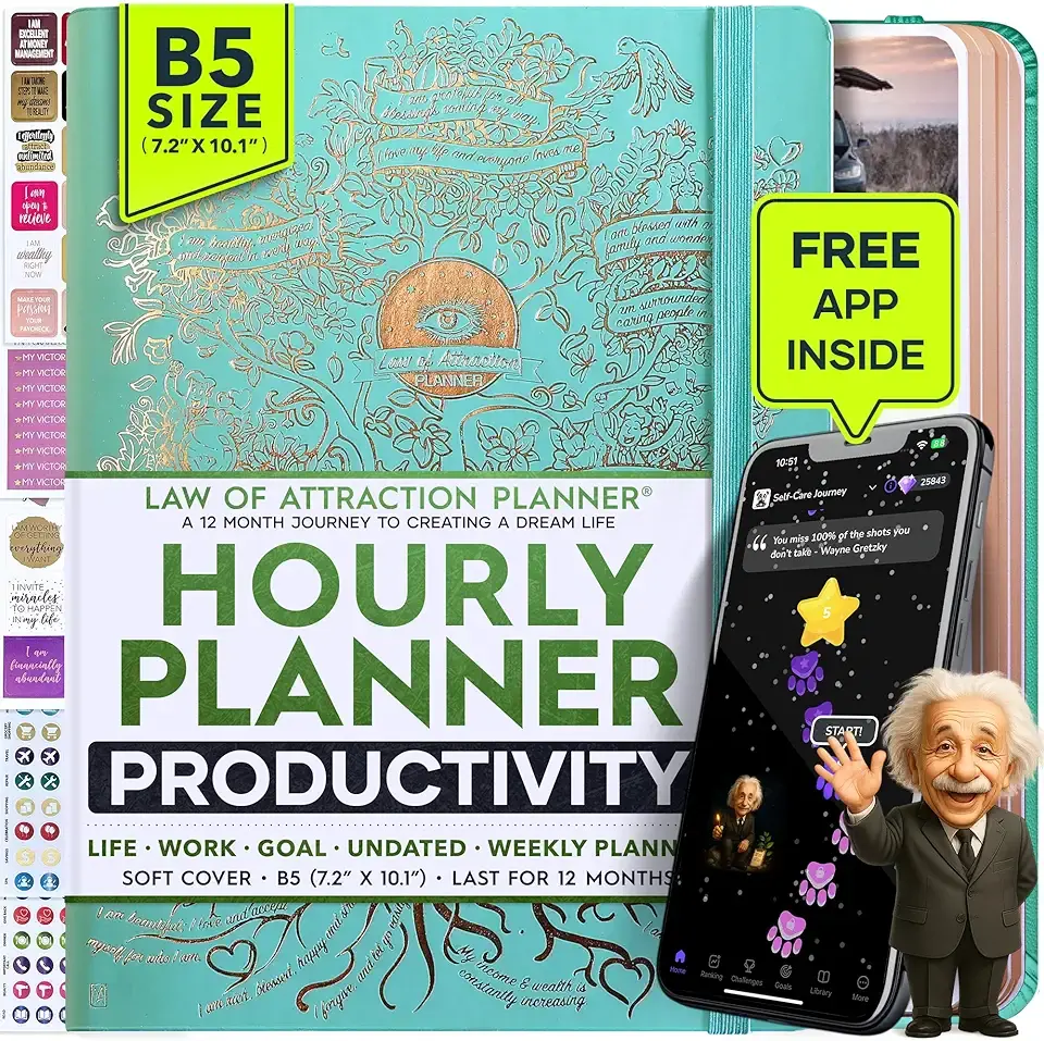 Law of Attraction Planner – Undated Hourly, Weekly & Monthly Goal Setting Planner, 12-Month to Increase Productivity | Life & Gratitude Journal, Include Foldable Vision Board, Gift Box & Stickers The Forest Stewardship Council