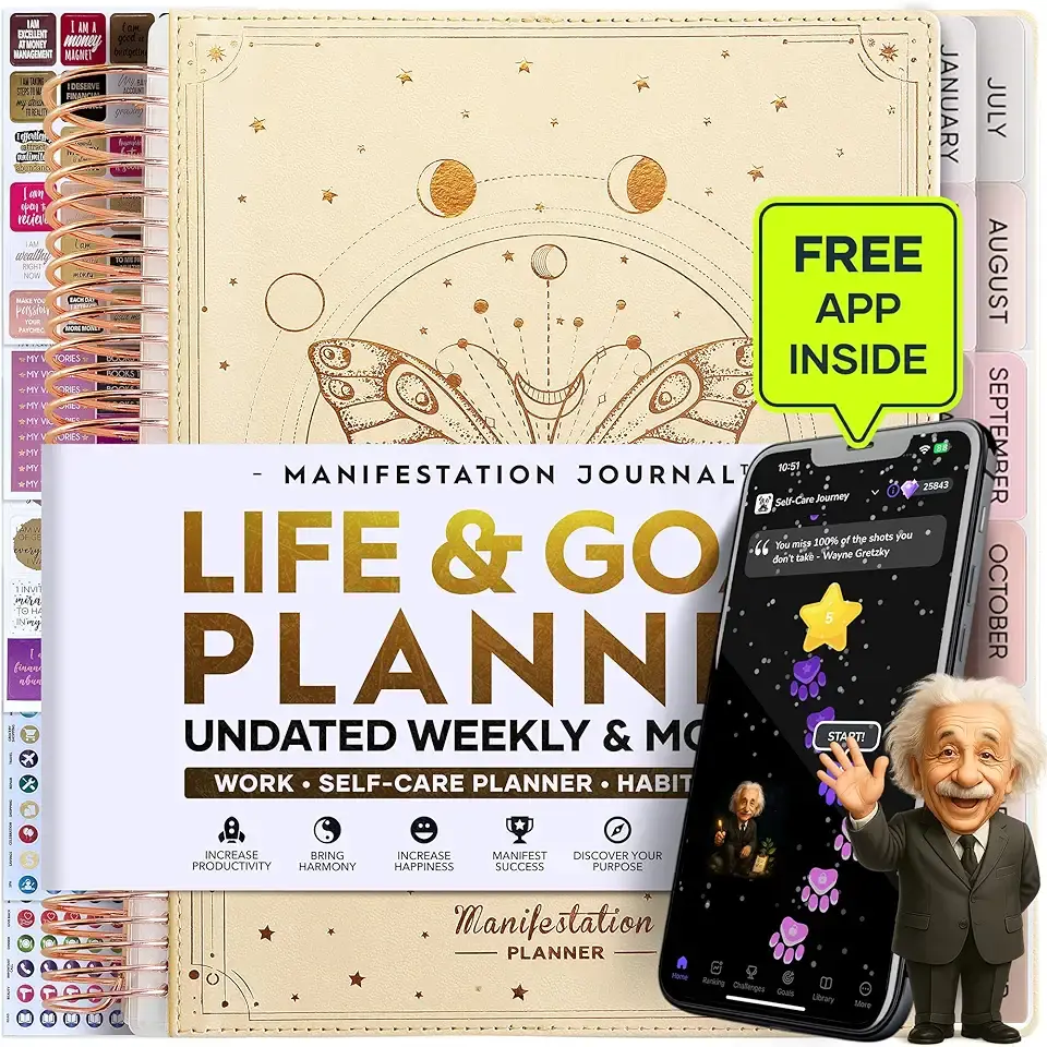 Manifestation Journal – Hourly, Weekly & Monthly Planner | 12-Month to Increase Productivity, Life Organizer & Goal Planner | Spiral Journal, Habit Tracker, Foldable Vision Board, Gift Box & Stickers The Forest Stewardship Council